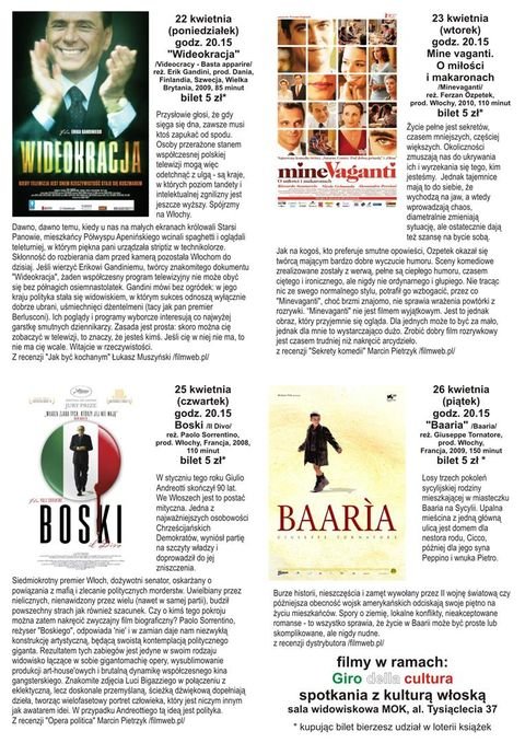 Plakat pokazów filmowych