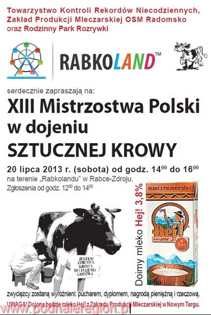 mistrzostwa w dojeniu sztucznej krowy plakat