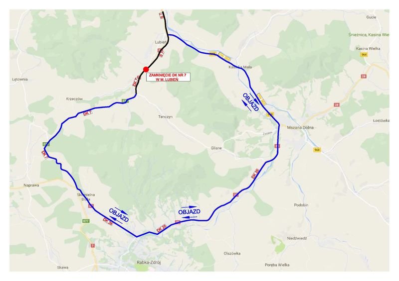 Mapa z objazdem dla DK nr 7 page 001 wynik